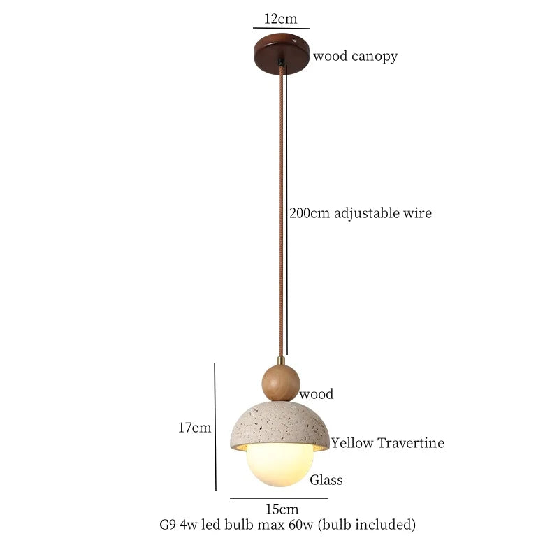 Afralia™ Yellow Travertine LED Pendant Light for Modern Home Decor