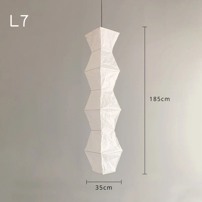 Afralia™ Wabi-sabi Noguchi Akari L7 Pendant Lights: LED E27 White Rice Paper Hanging Lamp