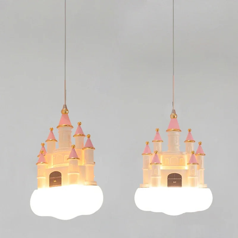 Afralia™ Castle Kids Chandelier LED Light for Bedroom Decor