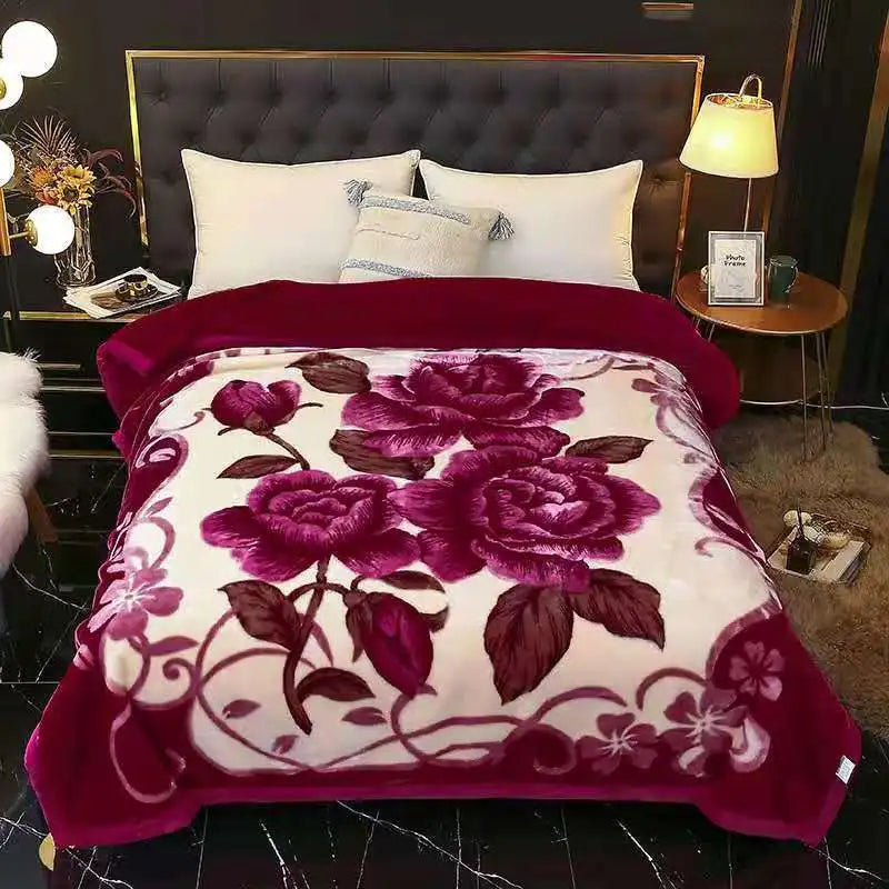 Afralia™ Double Layered Raschel Blanket Vintage Flannel 150X200Cm Size Bed Cover