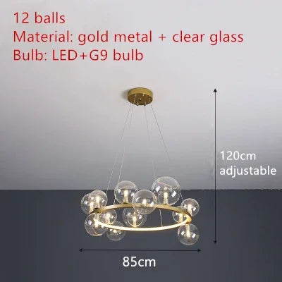 Afralia™ Clear Glass LED Chandelier: Modern Nordic Hall Parlor Lighting Fixture