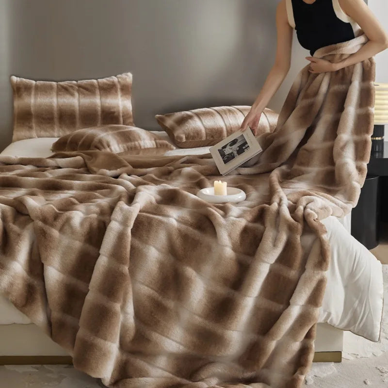 Afralia™ Luxe Milk Velvet Blanket: Thick & Cozy Faux Fur Throw for Home & Office