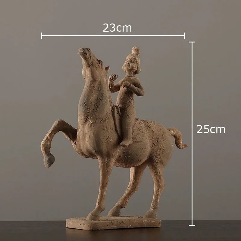 Afralia™ Terracotta Warriors Horse Sculpture Desk Decor Resin Ornament Unearthed Pottery Figurine