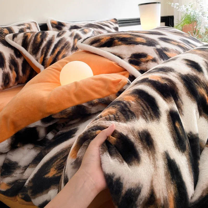 Afralia™ Cozy Rabbit Hair Bed Set, Queen Size Comforter for Winter Luxury Comfort