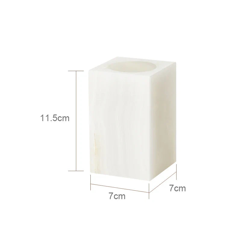 Afralia™ White Onyx Marble Bathroom Accessories Set for Elegant Bath Decor