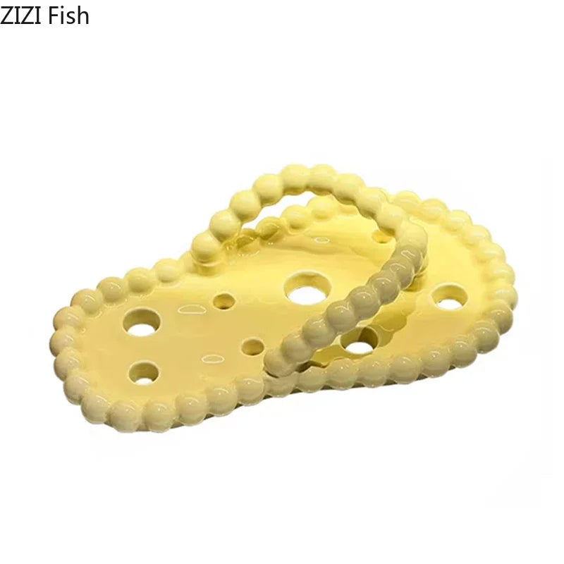 Afralia™ Slipper Ceramic Soap Dish Bathroom Accessories Drainage Rack - White