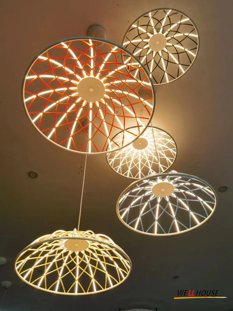 Afralia™ Macaron Mesh Chandelier: Modern Nordic Rope Pendant LED Lamp