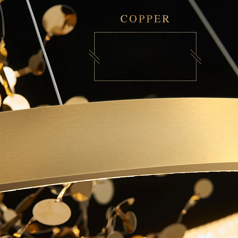 Afralia™ Modern Golden Ring LED Pendant Chandelier for Living Room and Bedroom