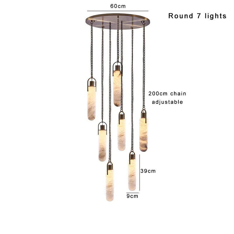 Afralia™ Marble Chain Pendant Lights: Adjustable Home Decoration Alabaster Lighting for Living Room