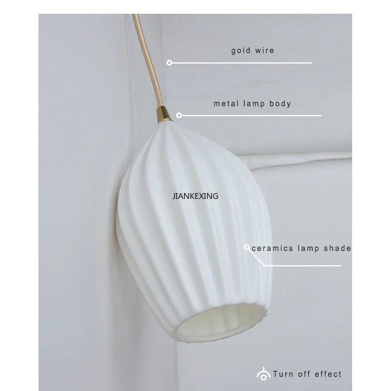 Afralia™ Elegance Ribbed Ceramic Pendant Lights for Dining Island, Living Room