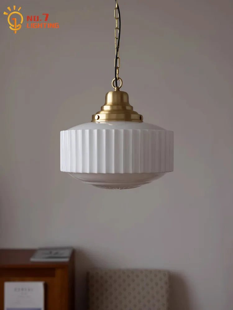Afralia™ Brass Glass Pendant Lights LED E27 Gold Lustre Ceiling Lamp