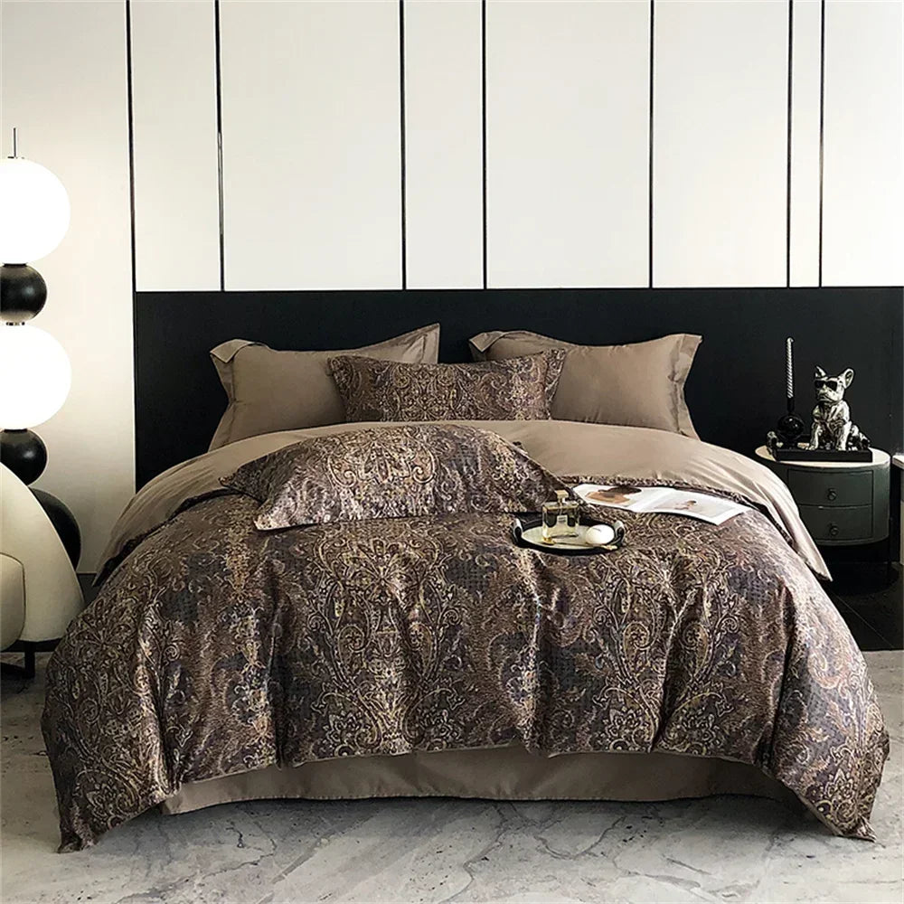 Afralia™ Colorful Egyptian Cotton Bedding Set: Sheet, Pillowcase, Duvet Cover - Queen King Full Size