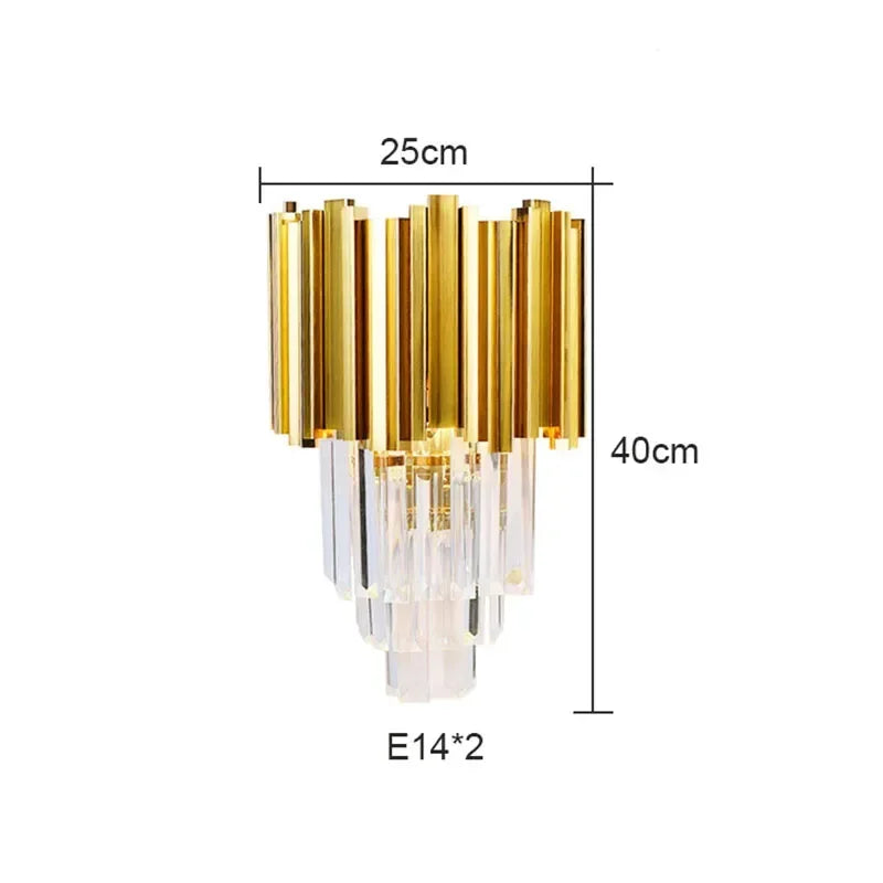 Afralia™ Gold Crystal Wall Lamp with LED Light for Home Lighting Fixtures