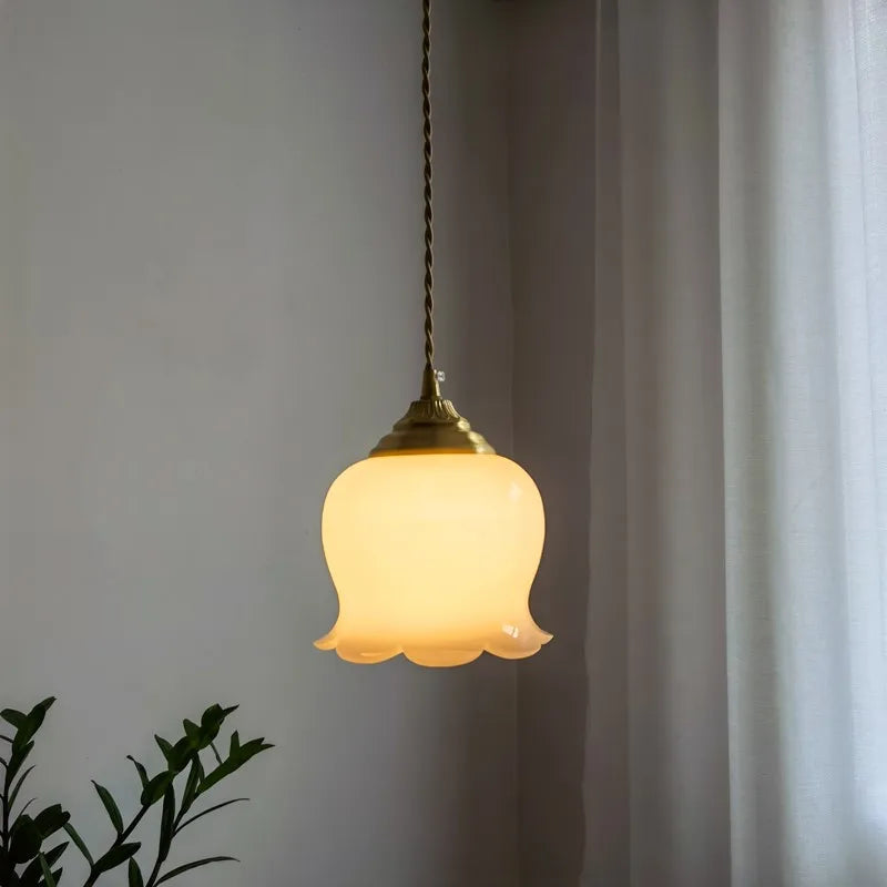 Afralia™ Glass Copper Led Pendant Light: Nordic Modern Loft Decor for Bedroom, Kitchen, Bar