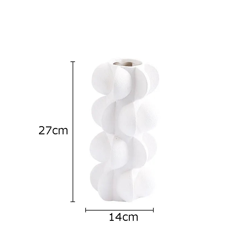 Afralia™ Geometric Spiral Resin Vase - Black and White Flower Vase for Home Decor