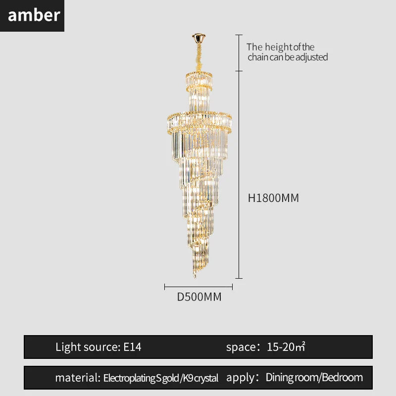 Afralia™ Crystal Spiral Chandelier Duplex for Modern Spaces