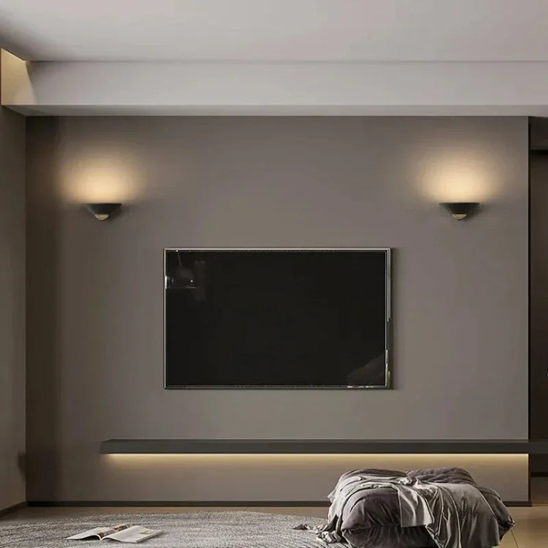 Afralia™ Modern Black/White Wall Lamp LED Indoor Lighting Living Room Bedroom Bedside