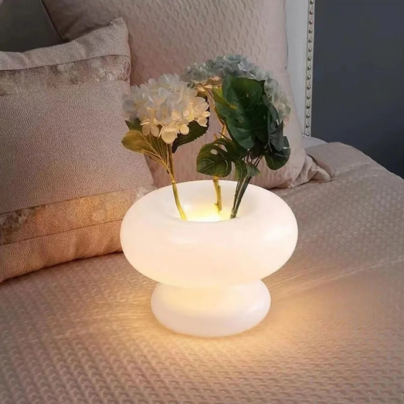 Afralia™ White Circle Glass Table Lamps: Bedroom & Living Room Decor Reading Light