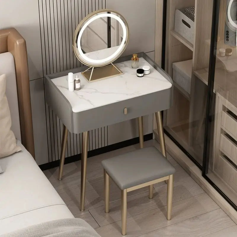 Afralia™ Modern Mirrored Dressing Table Luxury Organizer for Professional Women's Bedroom