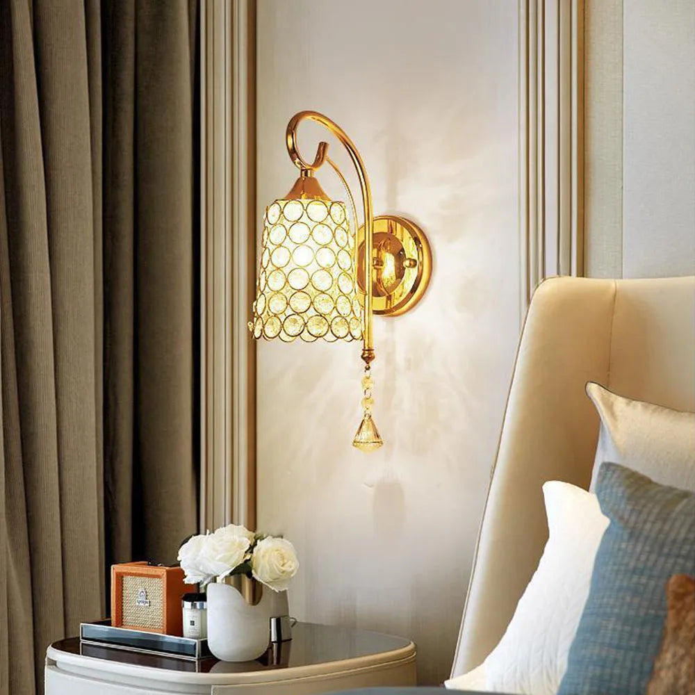 Afralia™ Modern Crystal Wall Lamp for Home Living Room Bedroom Decor