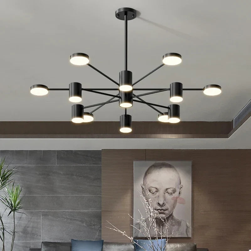 Afralia™ Sputnik Black Chandelier Pendant Lamp - Modern Nordic Ceiling Light for Living Room