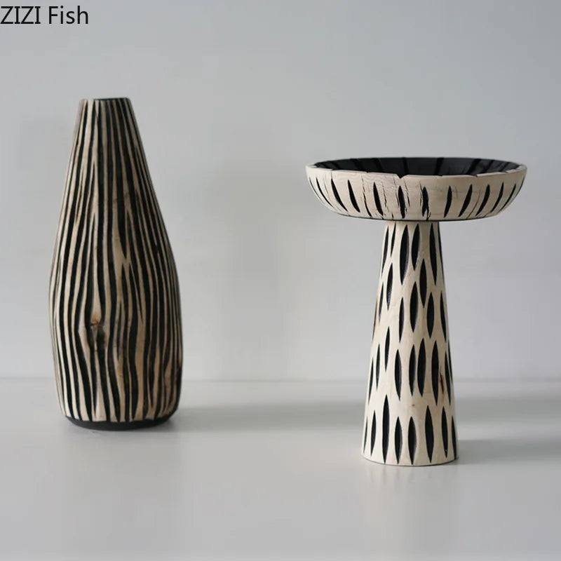 Afralia™ White Wood Tray Set | Minimalist Decorative Stand for Desserts, Fruits, Snacks