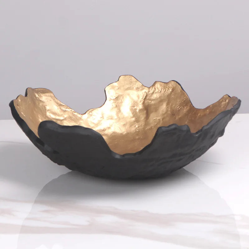 Afralia™ Golden Resin Fruit Bowl Tray for Home Decor and Storage