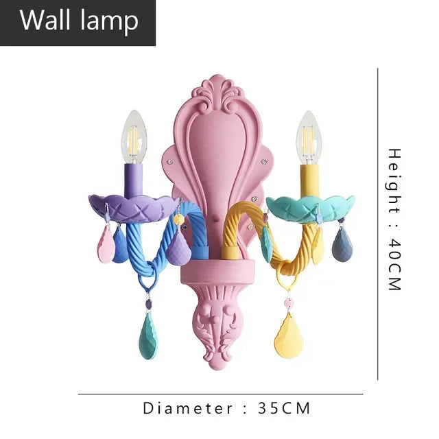 Afralia™ Rainbow Crystal Chandelier for Bedroom Princess Makaron Pendant Light