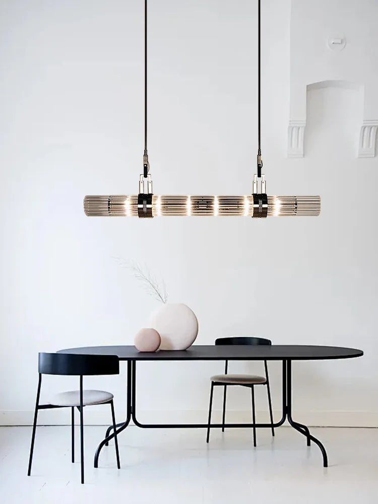 Afralia™ Stainless Steel Glass Ceiling Chandelier for Dining Table Elegant Home Decor