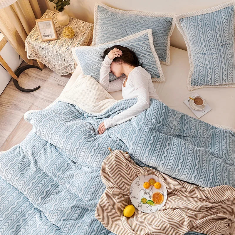 Afralia™ Coral Fleece Flannel Blanket: Cozy Single/Queen Size Little Quilt - Winter Office/Dorm Warmth