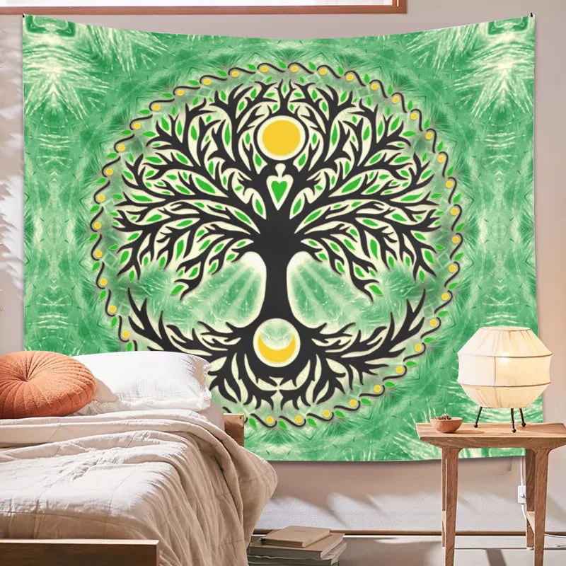 Afralia™ Yggdrasil Sun and Moon Tapestry - Bohemian Home Decor