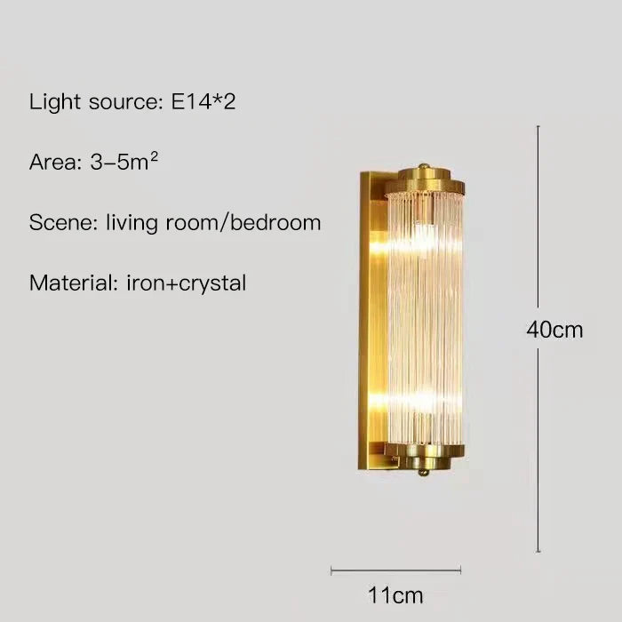 Afralia™ Crystal Wall Sconce: Copper LED Bedroom Lighting for TV Background, Dining Room