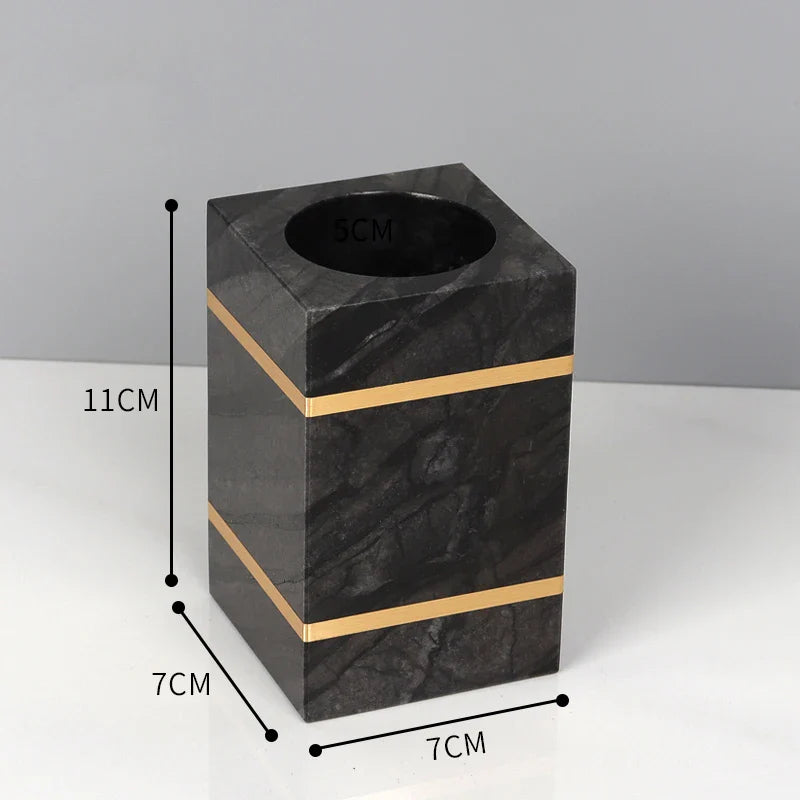 Afralia™ Black Marble Bathroom Accessories Set