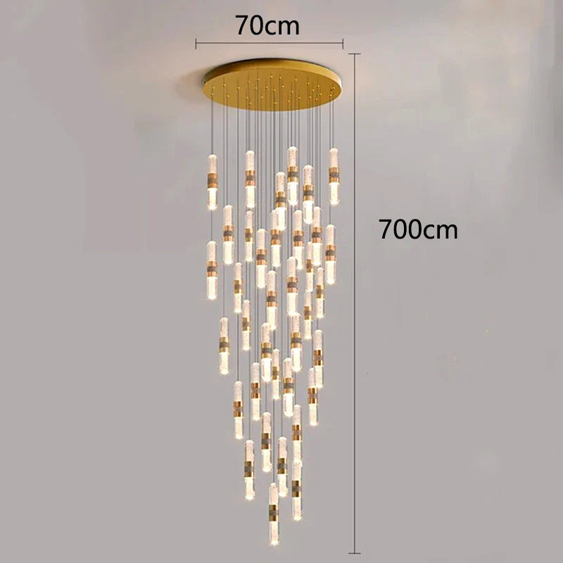 Afralia™ Crystal Chandelier Stair Pendant Lamp Living Room Pendant Lights Interior Lighting