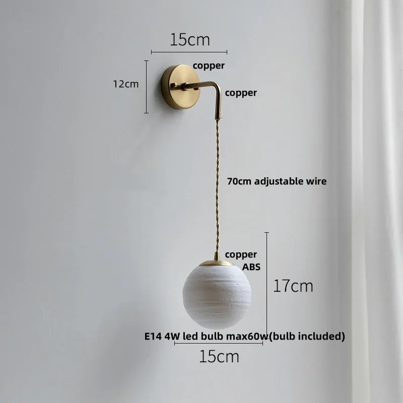 Afralia™ Moon ABS LED Wall Light Fixture, Adjustable Nordic Modern Bedside Lamp