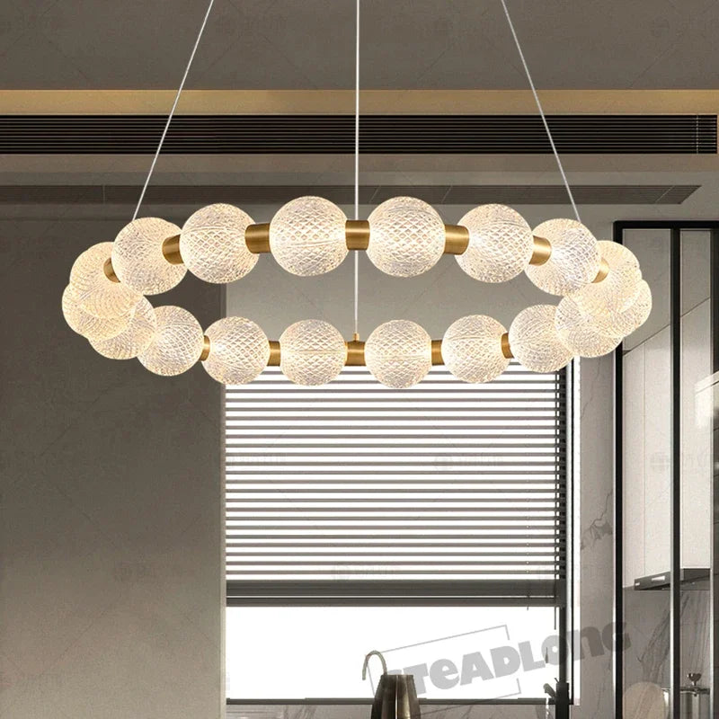 Afralia™ Glass Ball LED Ceiling Chandelier: Modern Living Room Bedroom Pendant Light