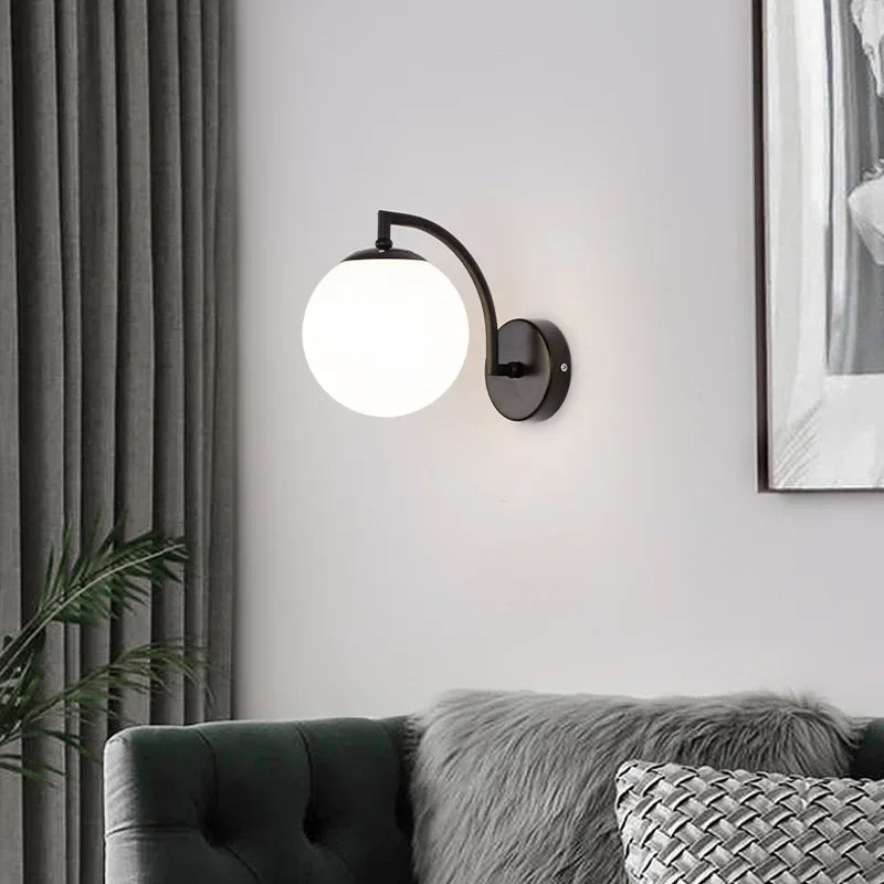 Afralia™ Glass Ball Wall Light: Modern Nordic Living Bedroom Sconce Fixture