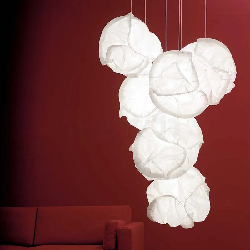 Afralia™ Cloud White Pendant Light: Rice Paper Ball Lampshade for Kitchen Island, Restaurant & Kids Room