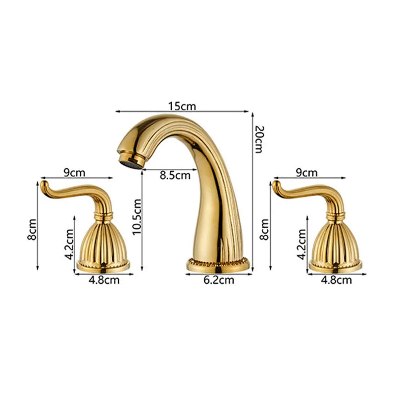 Afralia™ Antique Brass Bathroom Faucet Set with Double Handles for Bathtub and Sink