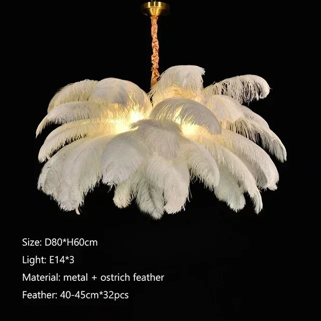 Afralia™ Feather Nordic Chandelier Ceiling Light - Home Decor for Living Room and Bedroom
