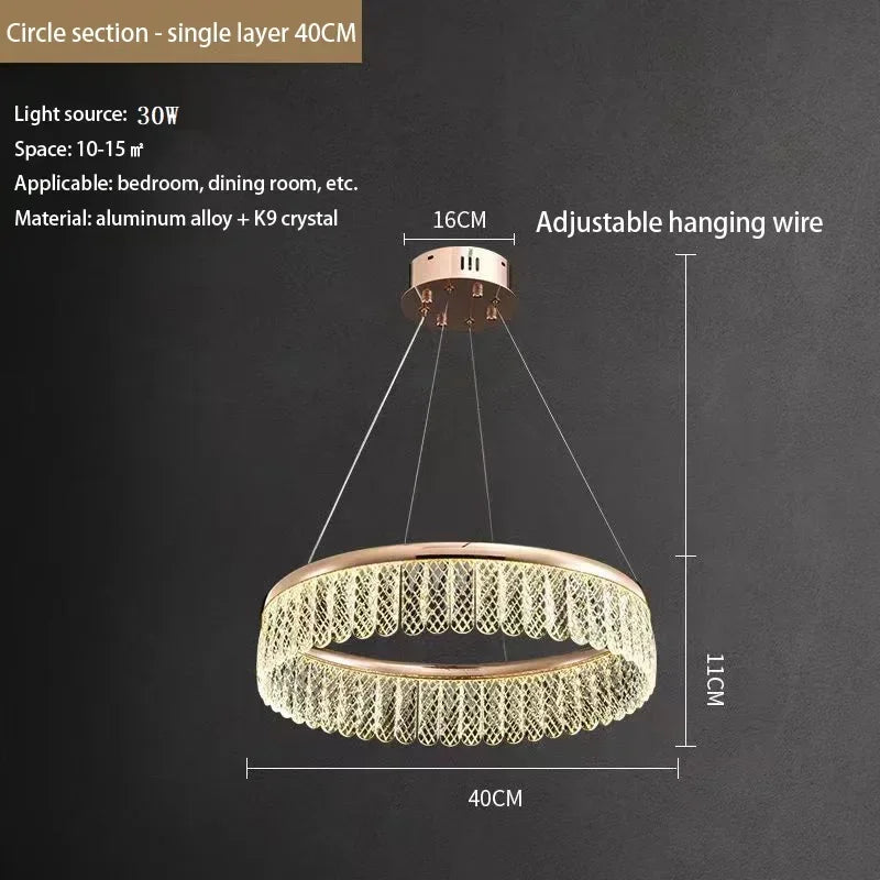 Afralia™ Modern Crystal LED Circle Chandelier Pendant Light for Living Room