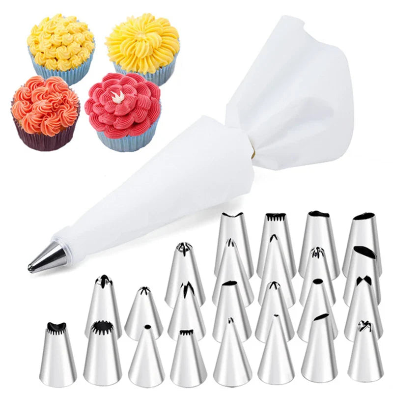 Afralia™ 29-Piece Cream Puff Nozzles Set Cake Decorating Tools