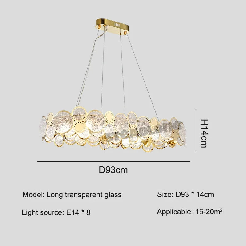 Afralia™ Stainless Steel Glass Ceiling Chandeliers LED Round Pendant Lamps for Dining Living Room