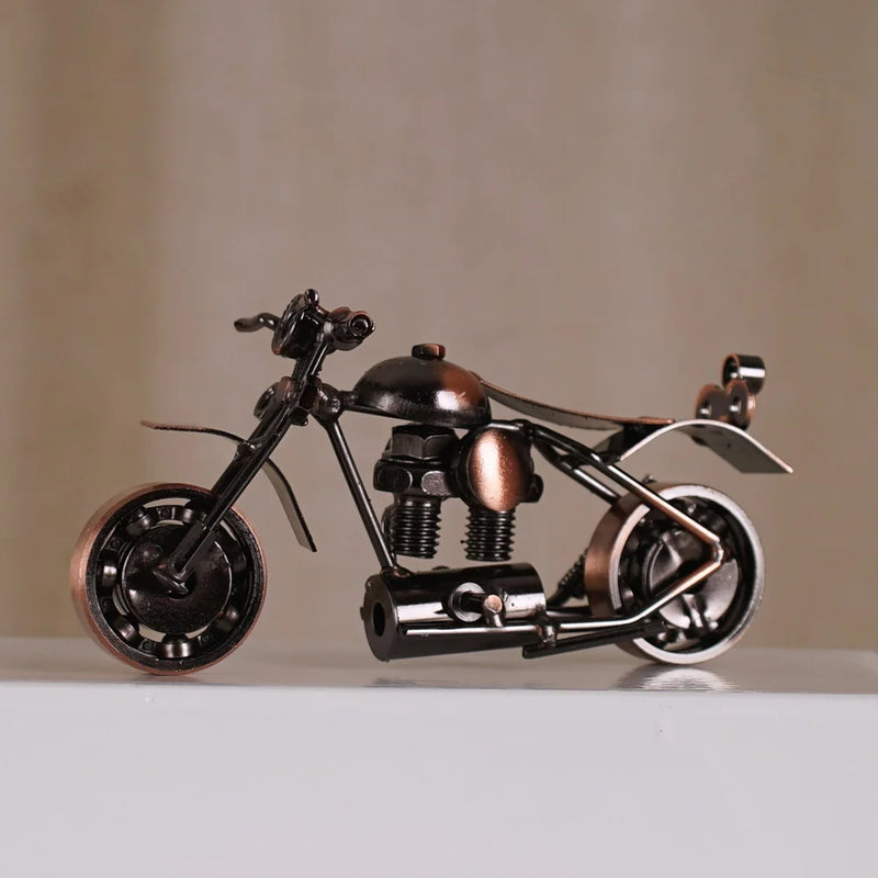 Afralia™ 14cm Retro Motorcycle Model Metal Figurine Home Decor & Toy