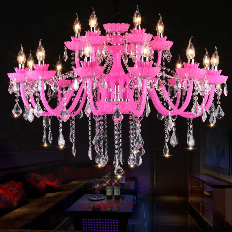 Afralia™ Pink Crystal Pendent Lamp: Elegant for Girls' Room, Living Room, Bedroom, Restaurant