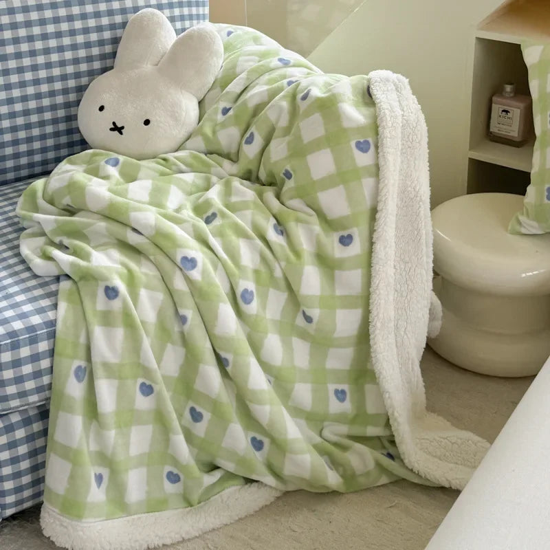 Afralia™ Milk Coral Fleece Cozy Blanket Air Conditioning Shawl Quilt - Warm & Cute Office Sofa Nap Blanket