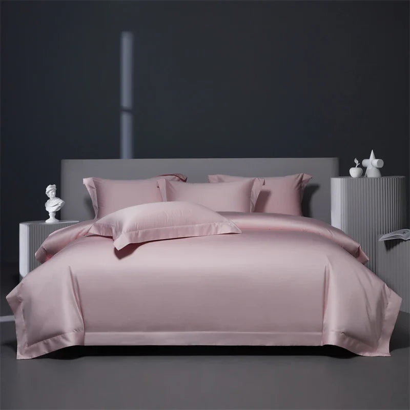 Afralia™ Burgundy Red Egyptian Cotton Bedding Set - Soft Silky Solid Color Luxe Duvet Cover, Sheet, Pillowcases