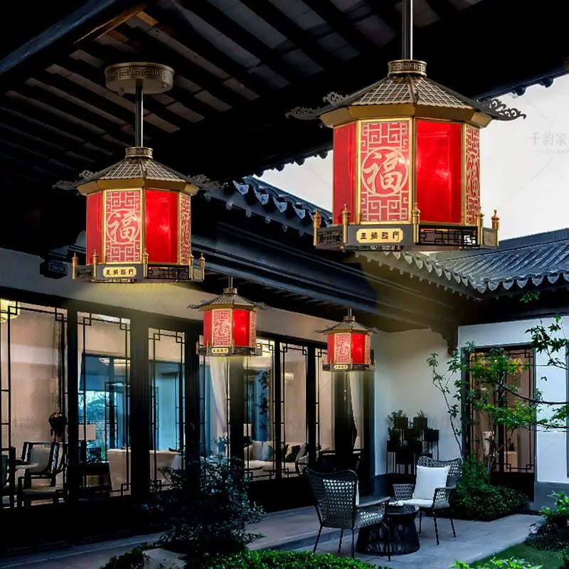 Afralia™ Chinese Style Balcony Pendant Light