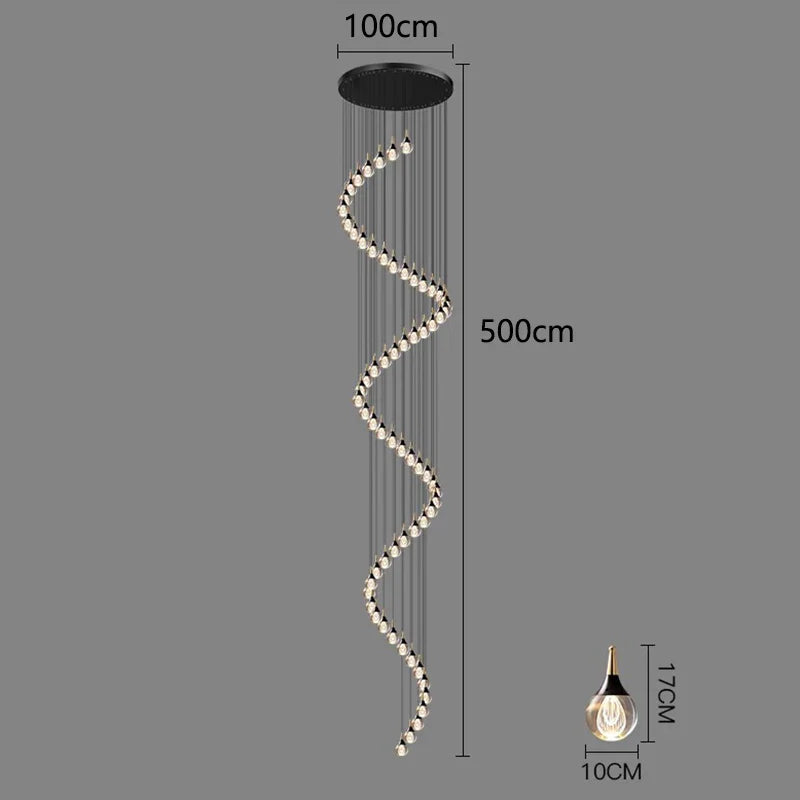 Afralia™ Crystal Chandelier Stair Pendant Lamp Living Room Interior Lighting