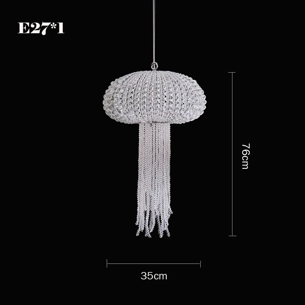 Afralia™ Crystal Tassel Chandelier - Elegant LED Jellyfish Ceiling Light for Living Room